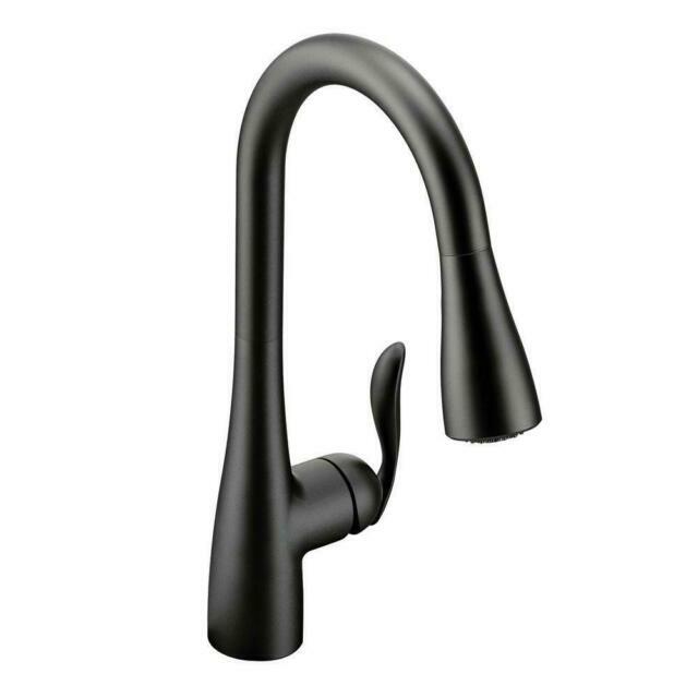 Moen 7594BL Arbor Kitchen Faucet Matte Black Pulldown High Arc Power Boost New