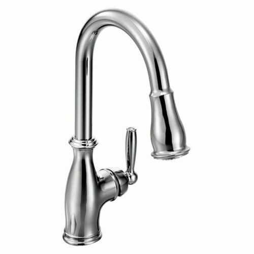Moen 7185C Brantford Kitchen Faucet Chrome Pulldown High Arc Power Boost New