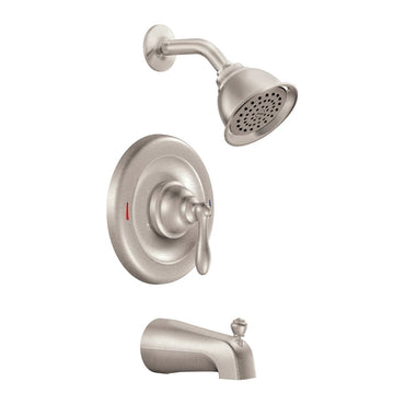 Moen 82496EPSRN Caldwell Spot Resist Brushed Nickel Posi-Temp Eco-Performance Tub and Shower Faucet