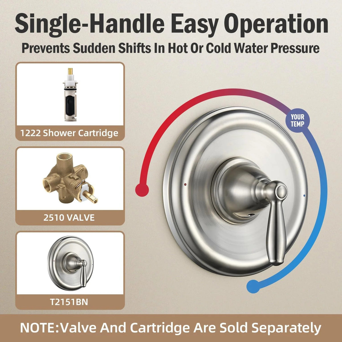 Moen T2151BN Brantford Brushed nickel Posi-Temp Valve Trim — view 6