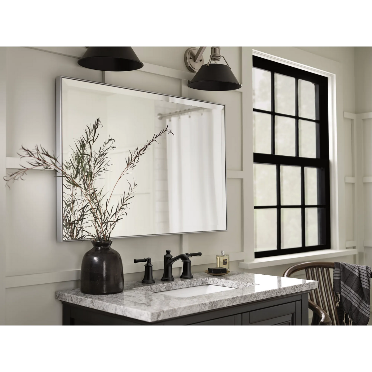 Moen T6805BL Dartmoor Matte Black Two-Handle High Arc Bathroom Faucet