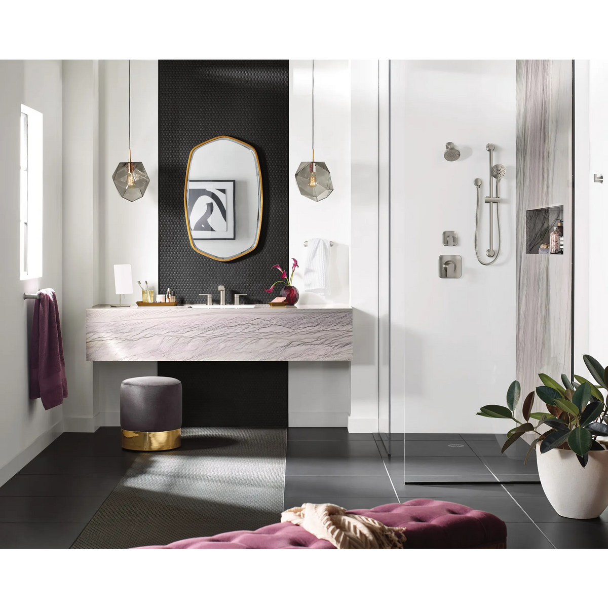 Moen T2471BN Genta LX Brushed Nickel Posi-Temp Valve Trim shown installed
