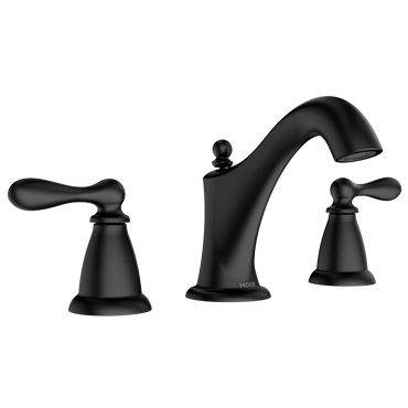 Moen WS84440BL Caldwell Matte Black Two-Handle High Arc Bathroom Faucet