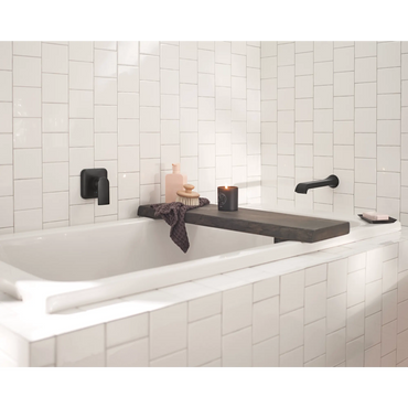 Moen WT901BL Genta LX Matte black one-handle non diverter wallmount tub filler — view 2